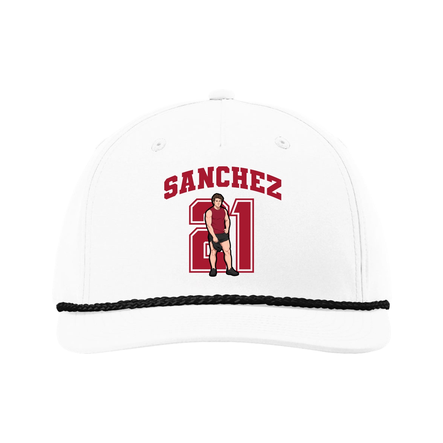 Five-Panel Classic Rope Cap — Number in White