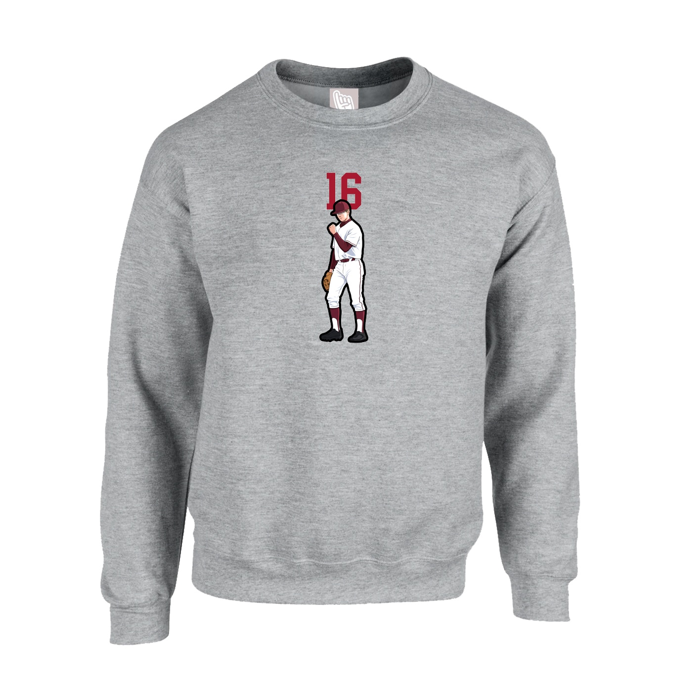 Fleece Crew — Number Top in Grey