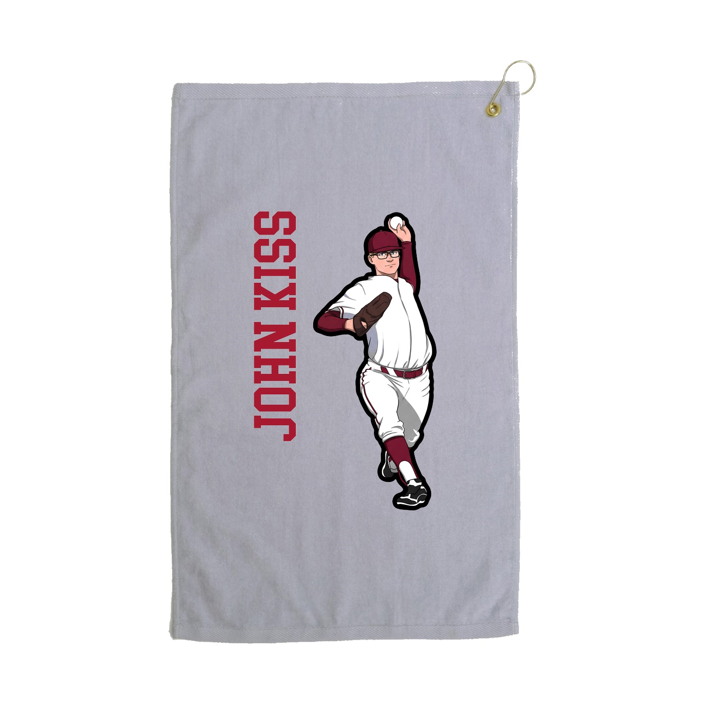 Golf Towel — Name Vertical in Grey
