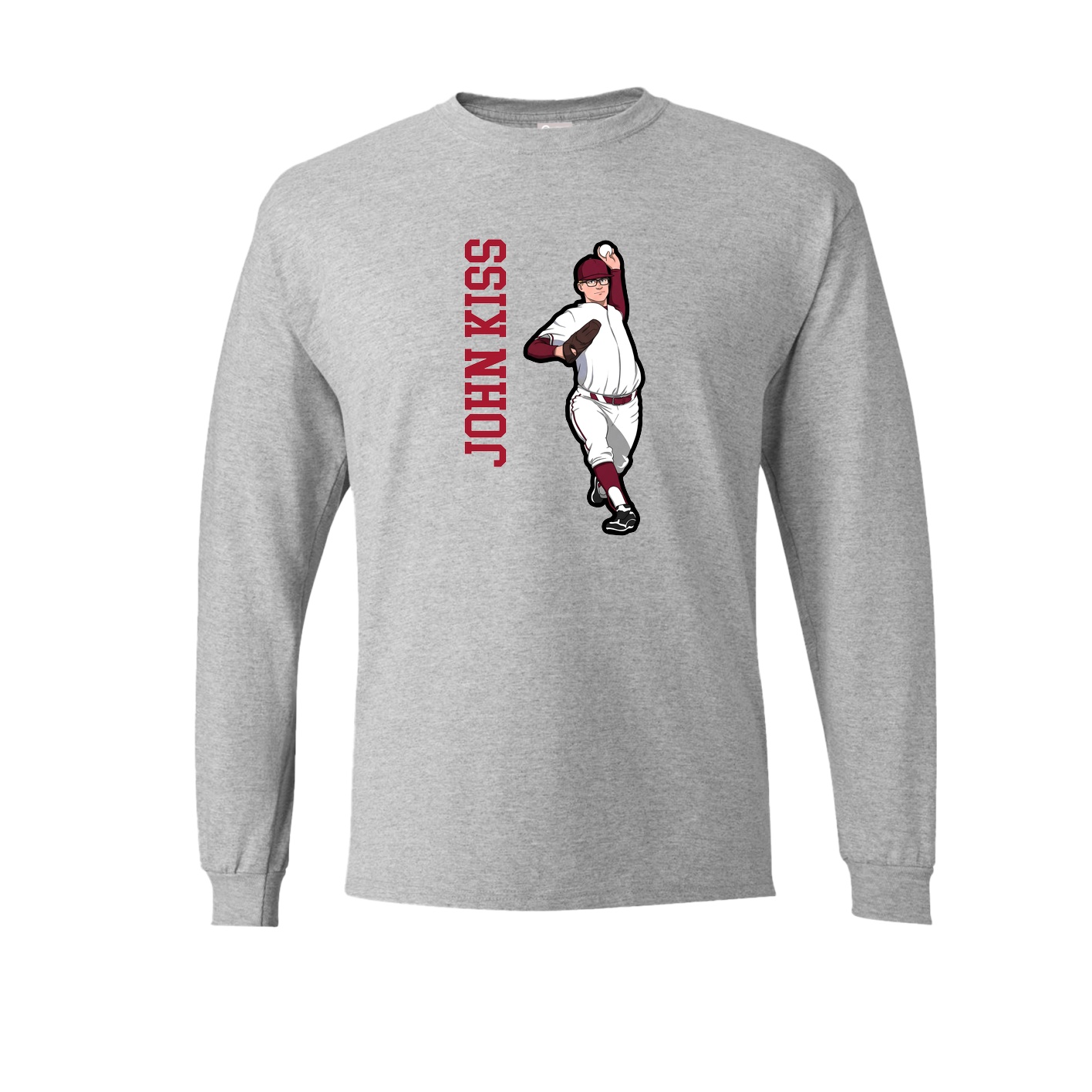 Long Sleeve Tee — Name Vertical in Grey