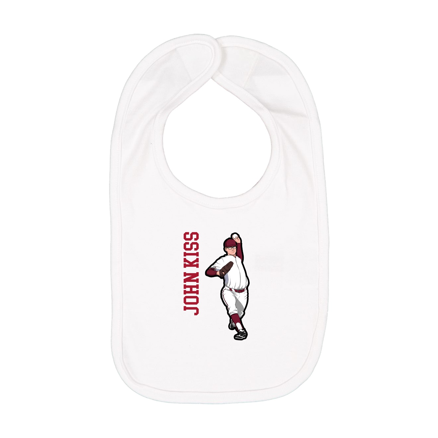 Infant Bib — Name Vertical in White