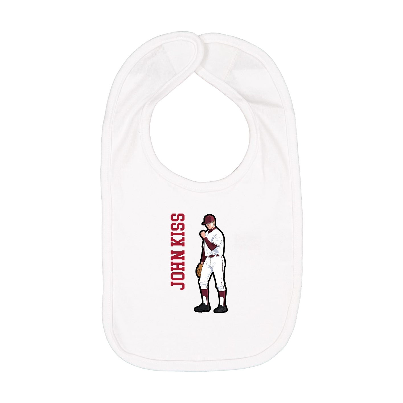 Infant Bib — Name Vertical in White