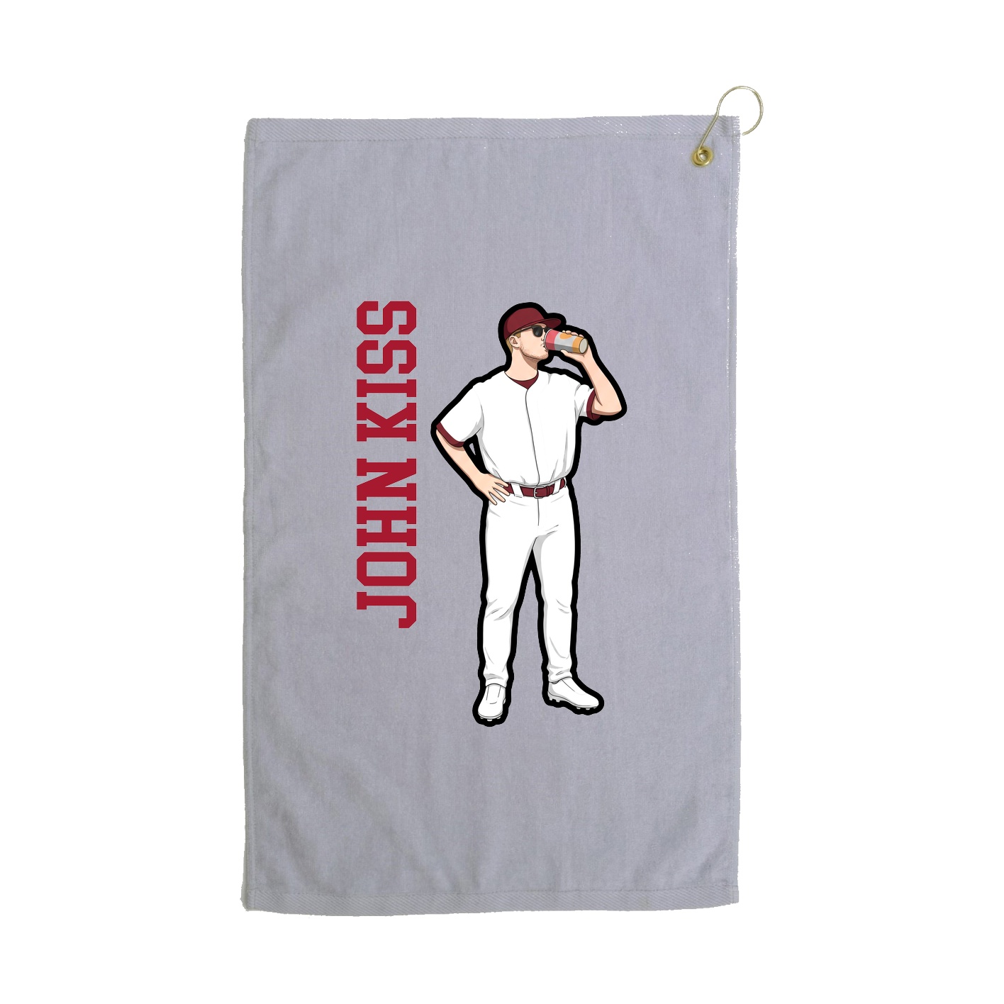 Golf Towel — Name Vertical in Grey