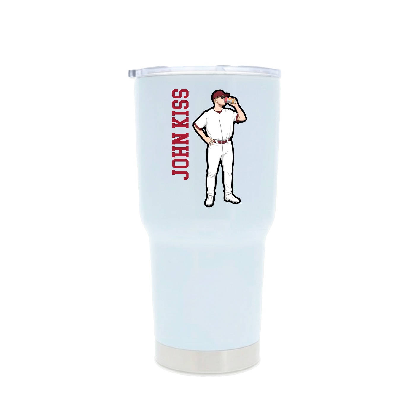 30oz Stainless Steel Tumbler — Name Vertical in White