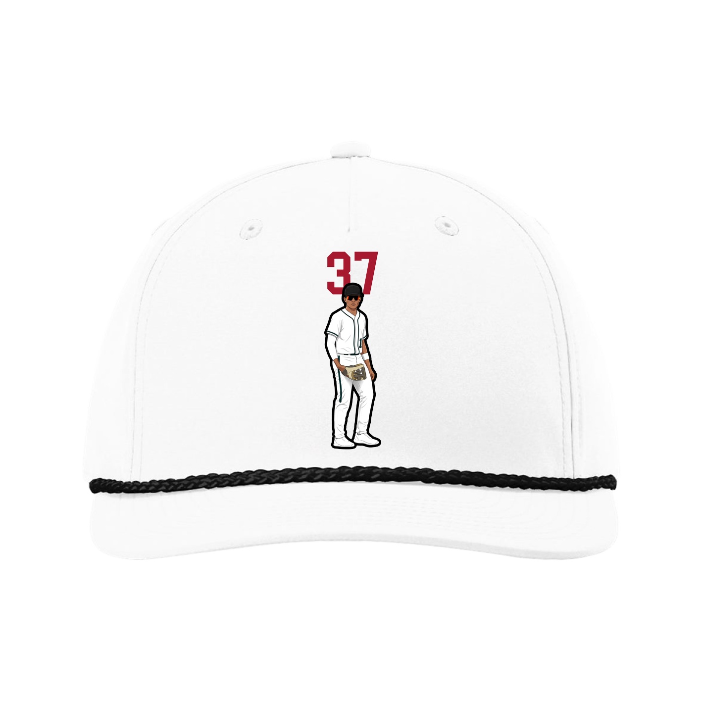 Five-Panel Classic Rope Cap — Number Top in White
