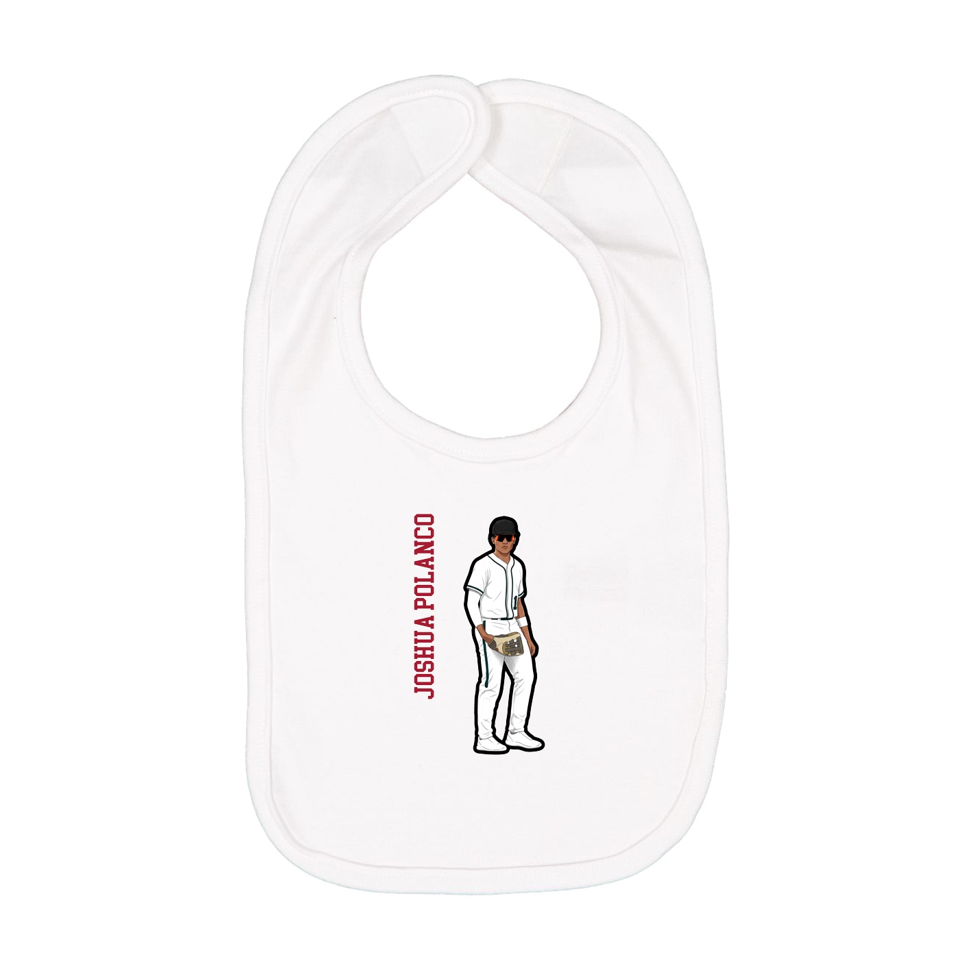 Infant Bib — Name Vertical in White