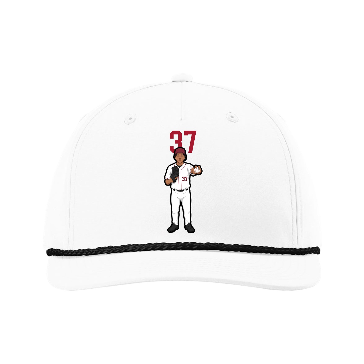 Five-Panel Classic Rope Cap — Number Top in White