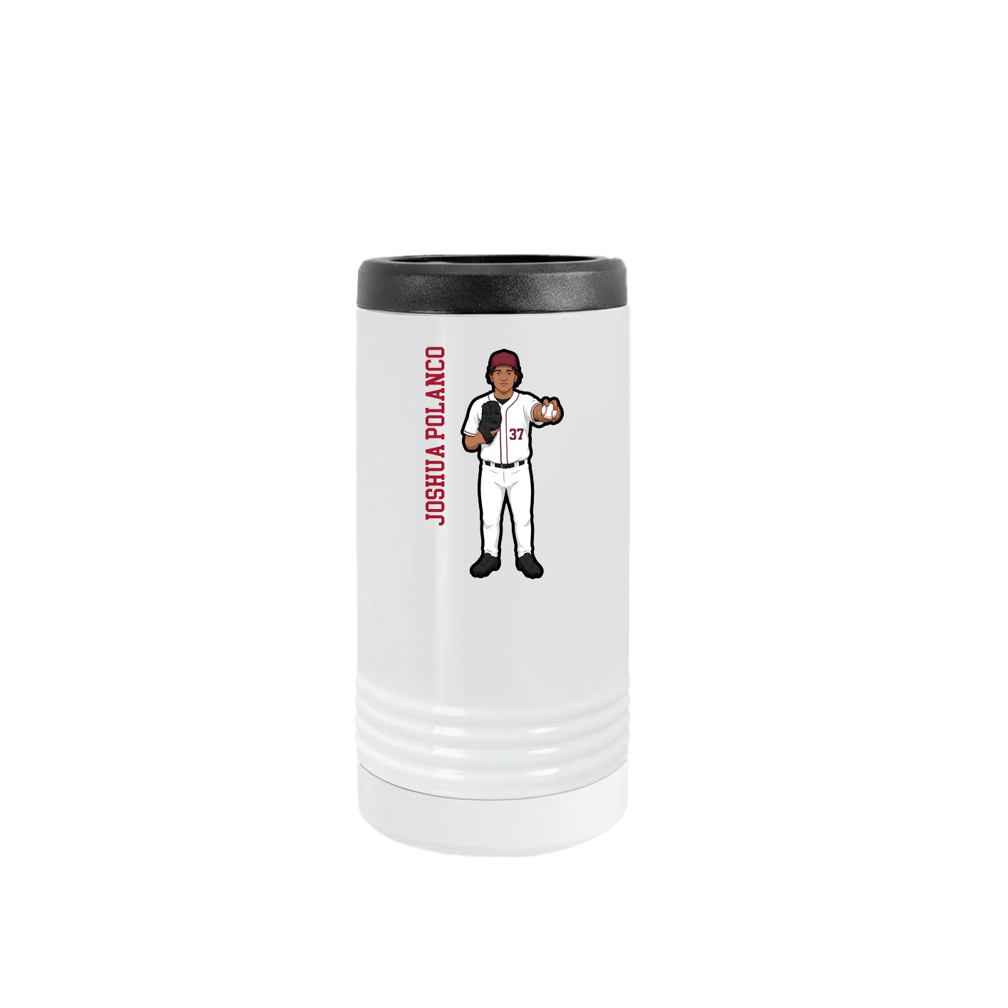 Slim Beverage Holder — Name Vertical in White