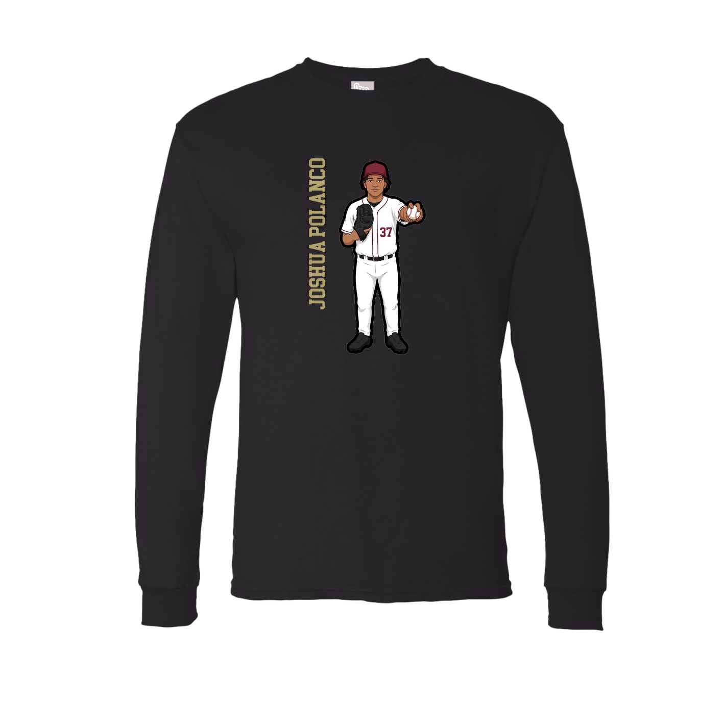 Long Sleeve Tee — Name Vertical in Black