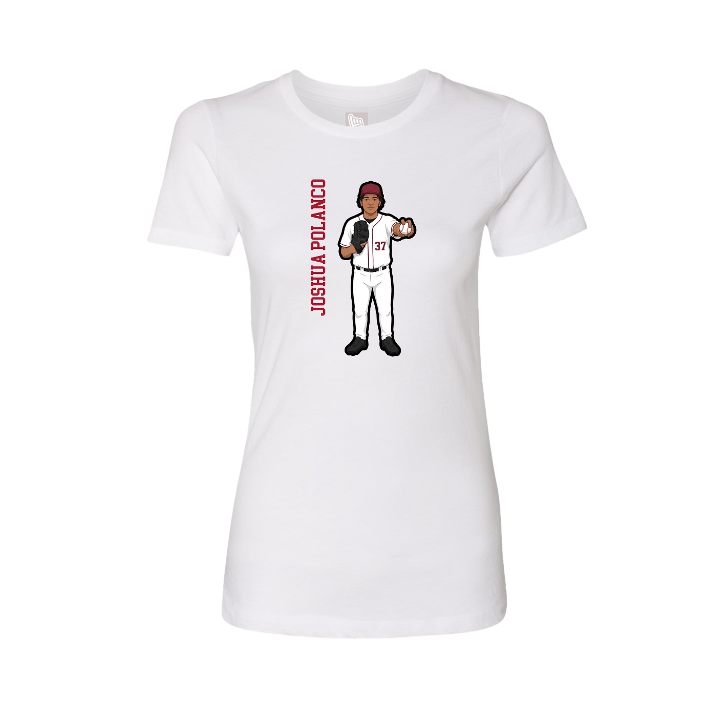 Womens Tee — Name Vertical in White
