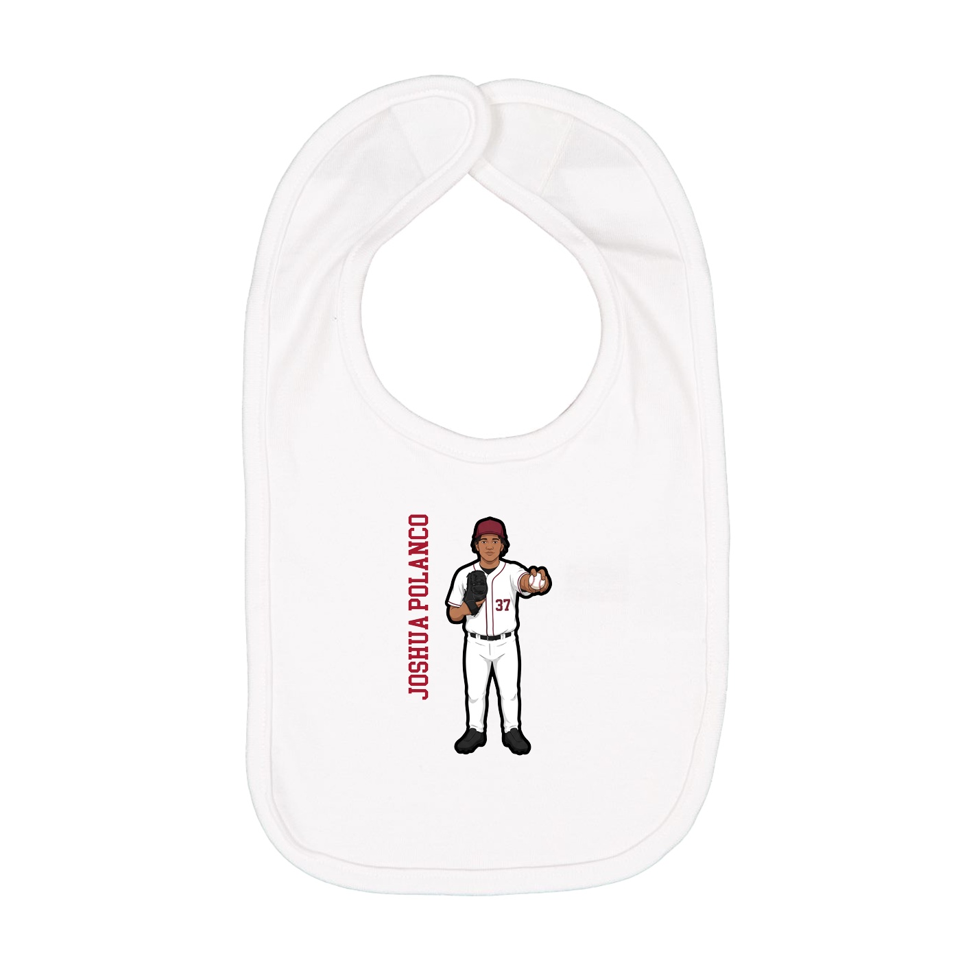 Infant Bib — Name Vertical in White