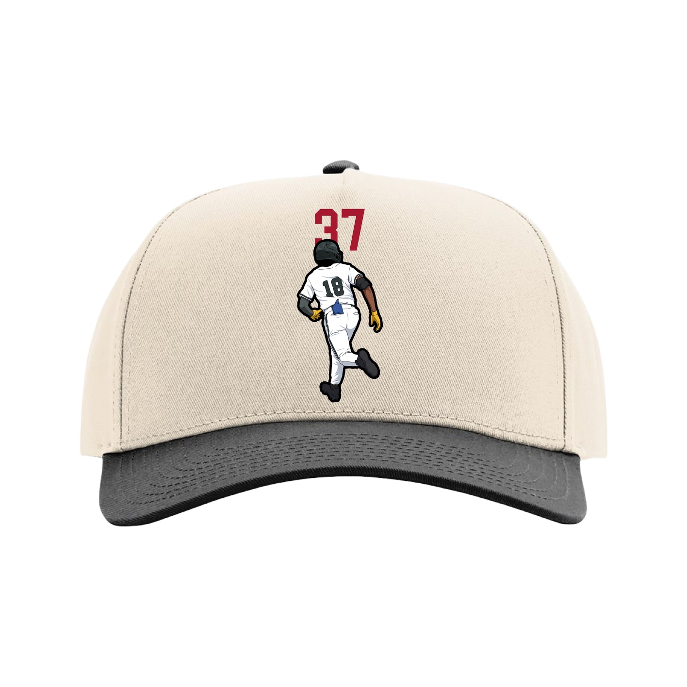 Full Fabric Five-Panel Champ Cap — Number Top in Cream/Black
