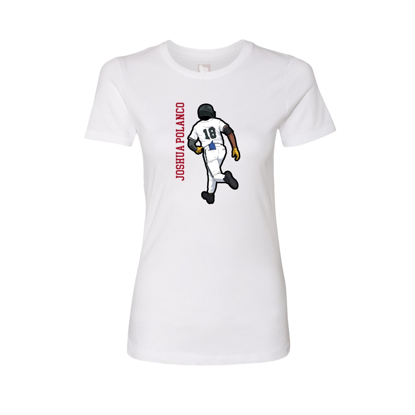 Womens Tee — Name Vertical in White