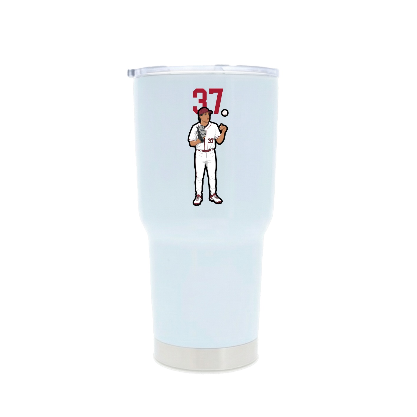 30oz Stainless Steel Tumbler — Number Top in White