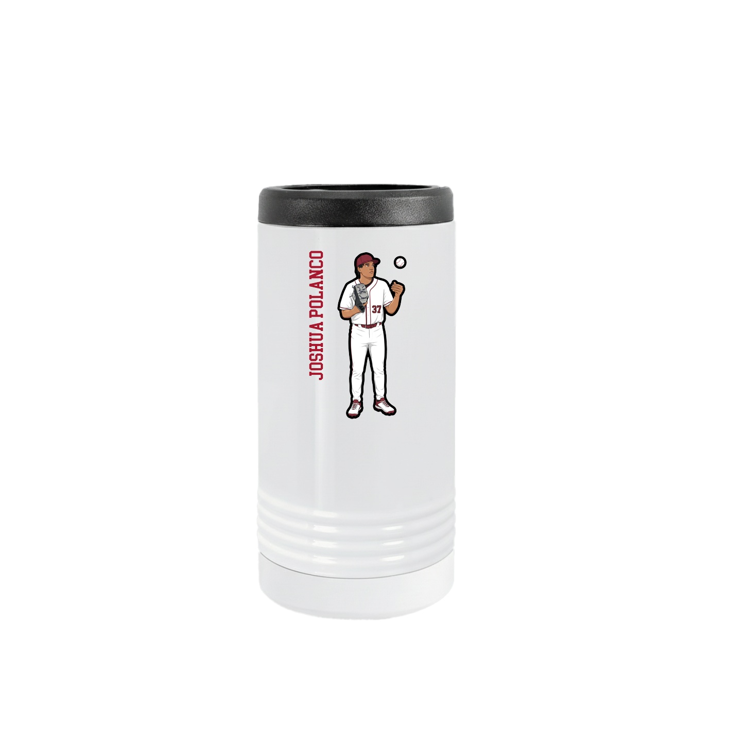 Slim Beverage Holder — Name Vertical in White