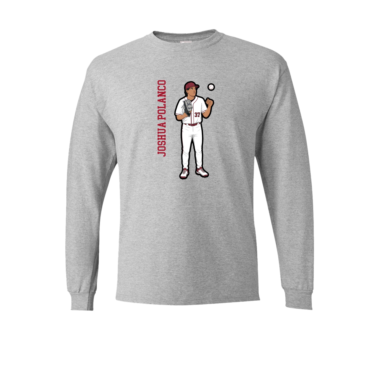 Long Sleeve Tee — Name Vertical in Grey