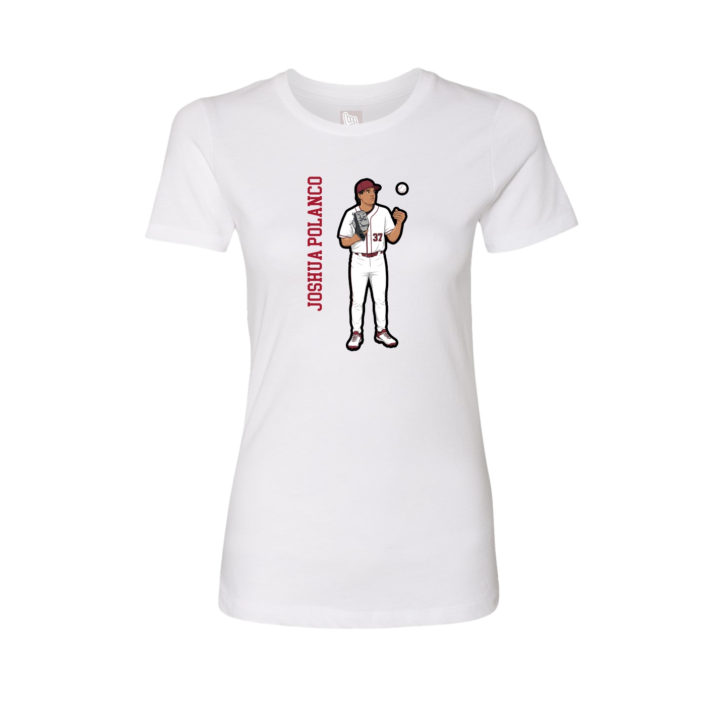 Womens Tee — Name Vertical in White