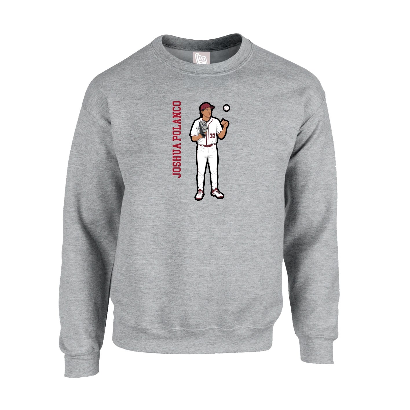Fleece Crew — Name Vertical in Grey