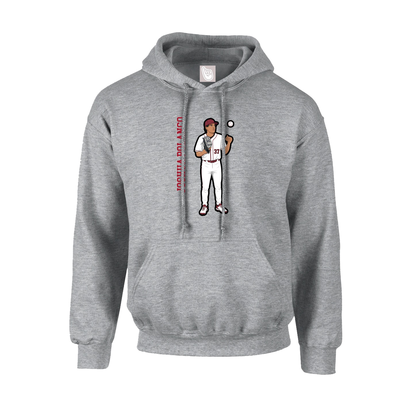 Youth Hoodie — Name Vertical in Grey