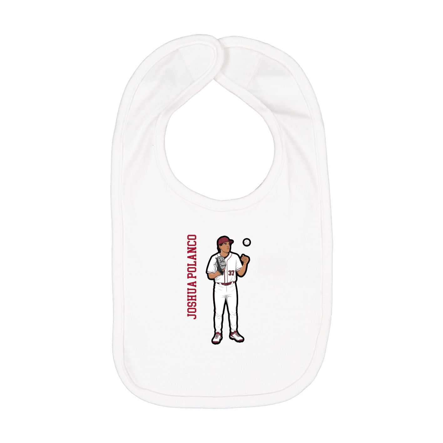 Infant Bib — Name Vertical in White