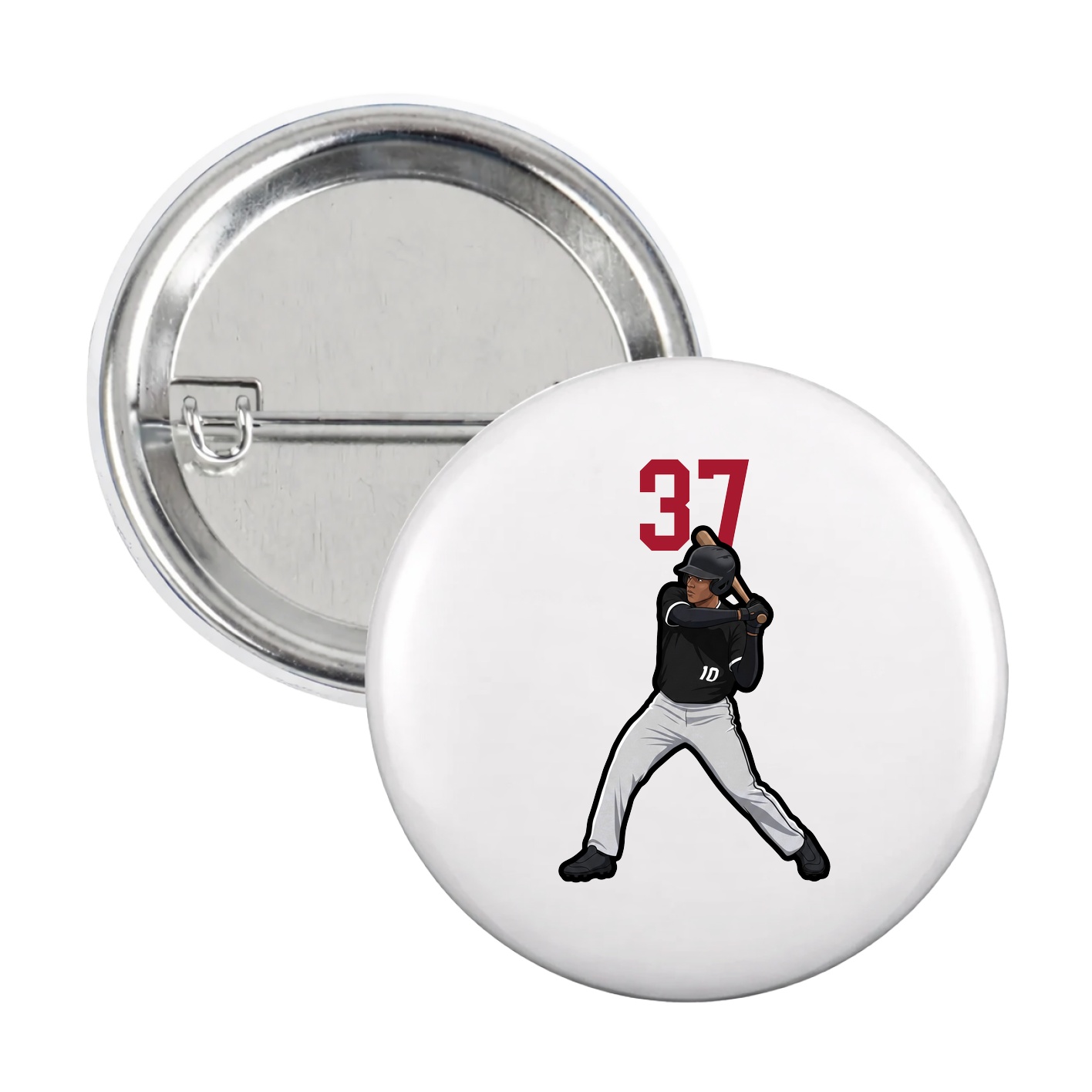 Game Day Button — Number Top in White