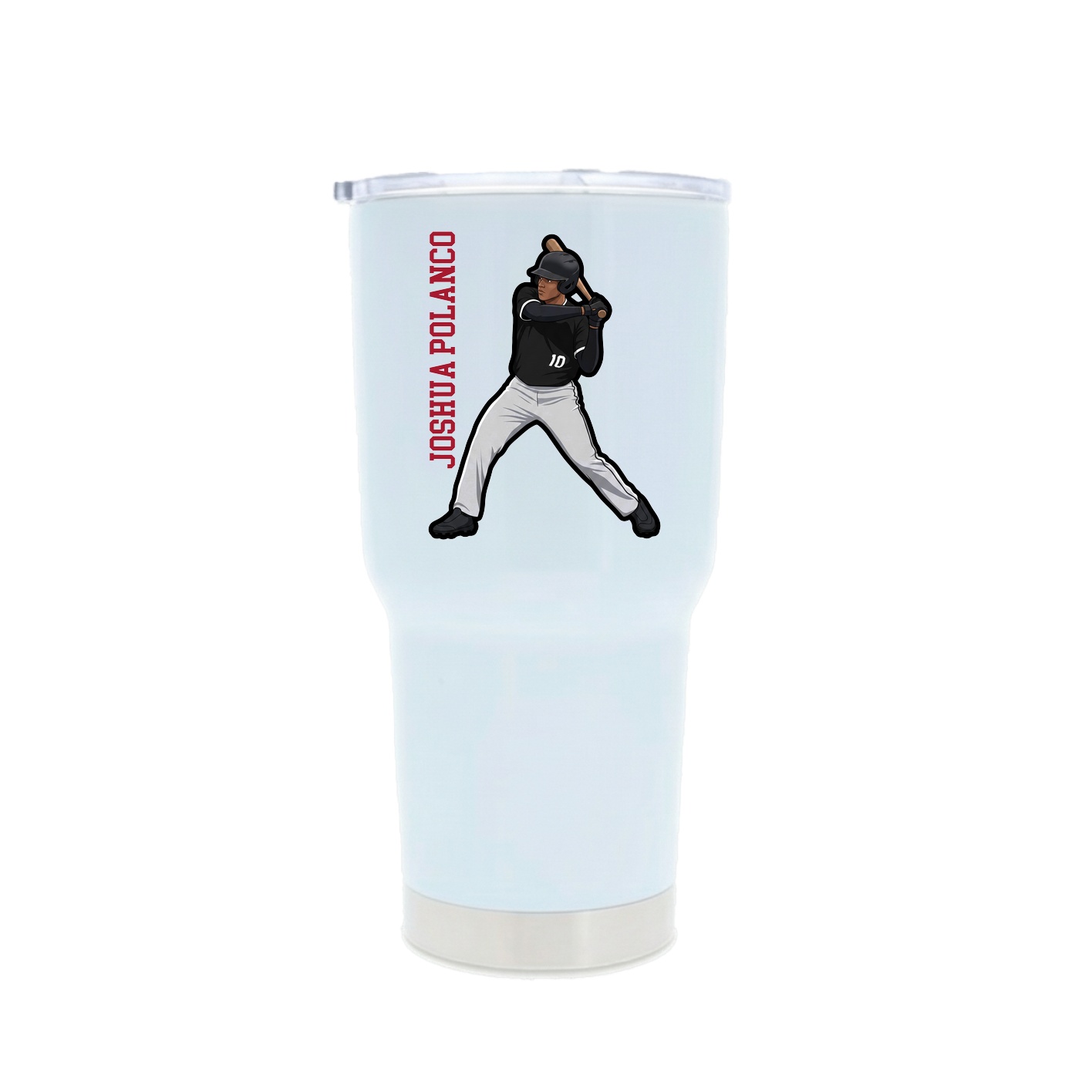 30oz Stainless Steel Tumbler — Name Vertical in White