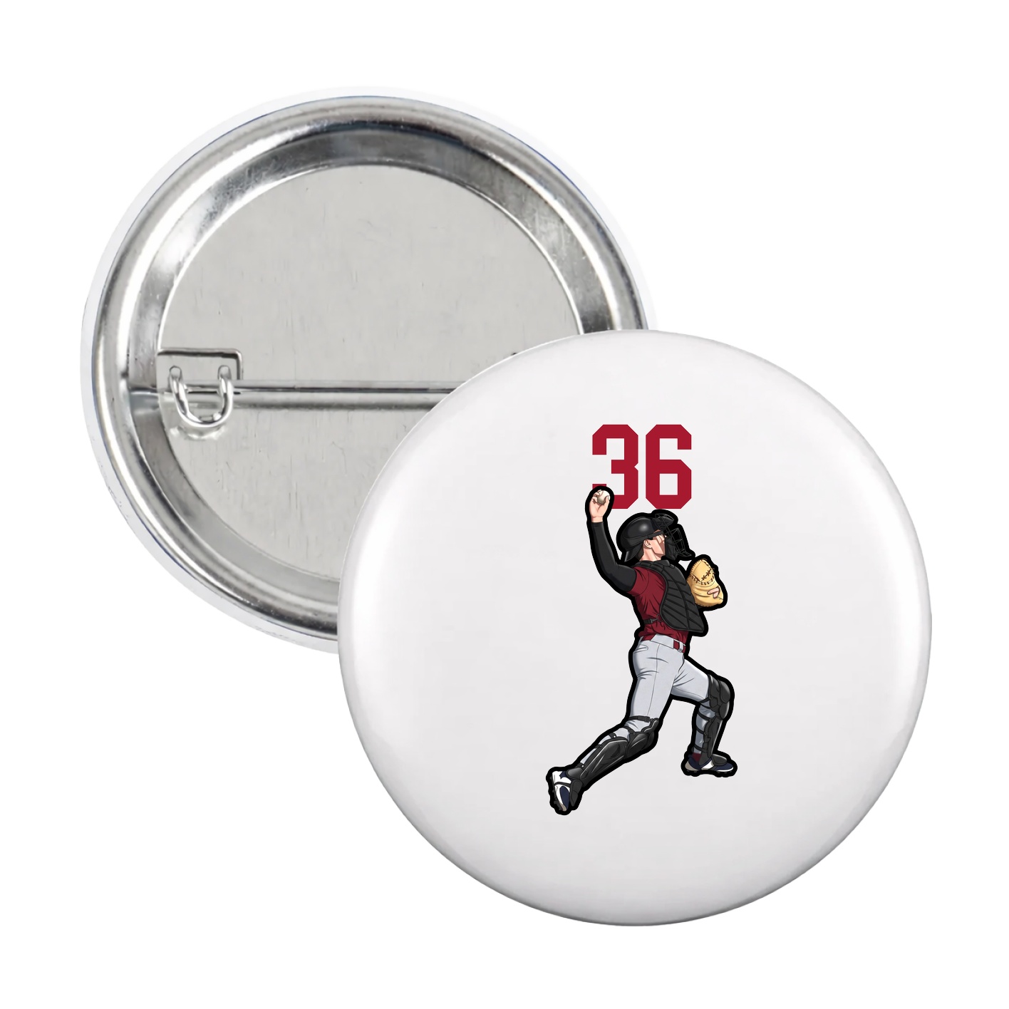 Game Day Button — Number Top in White