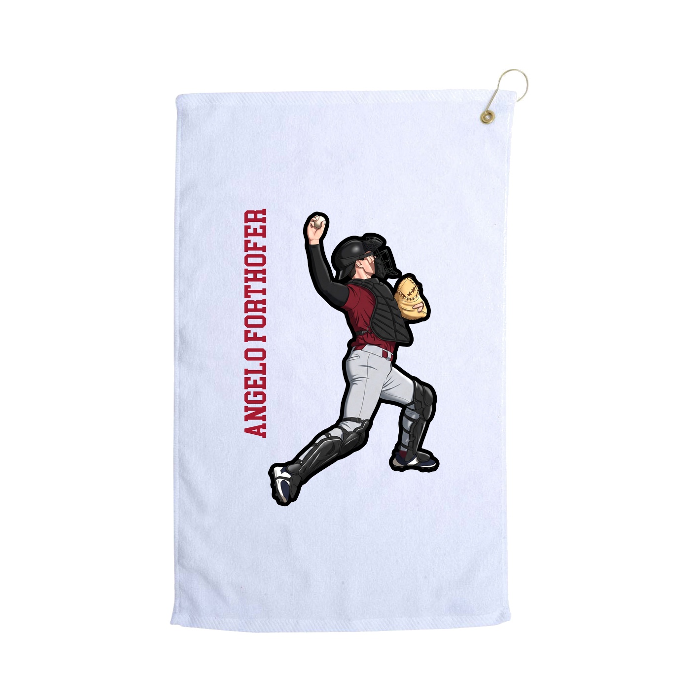 Golf Towel — Name Vertical in White