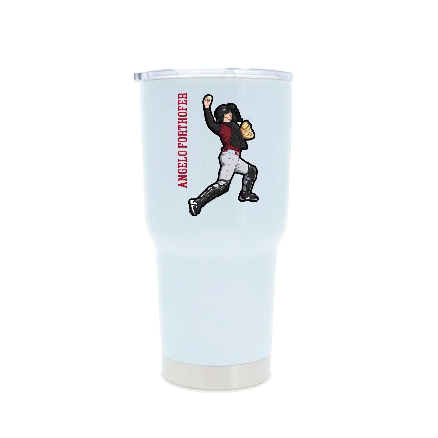 30oz Stainless Steel Tumbler — Name Vertical in White