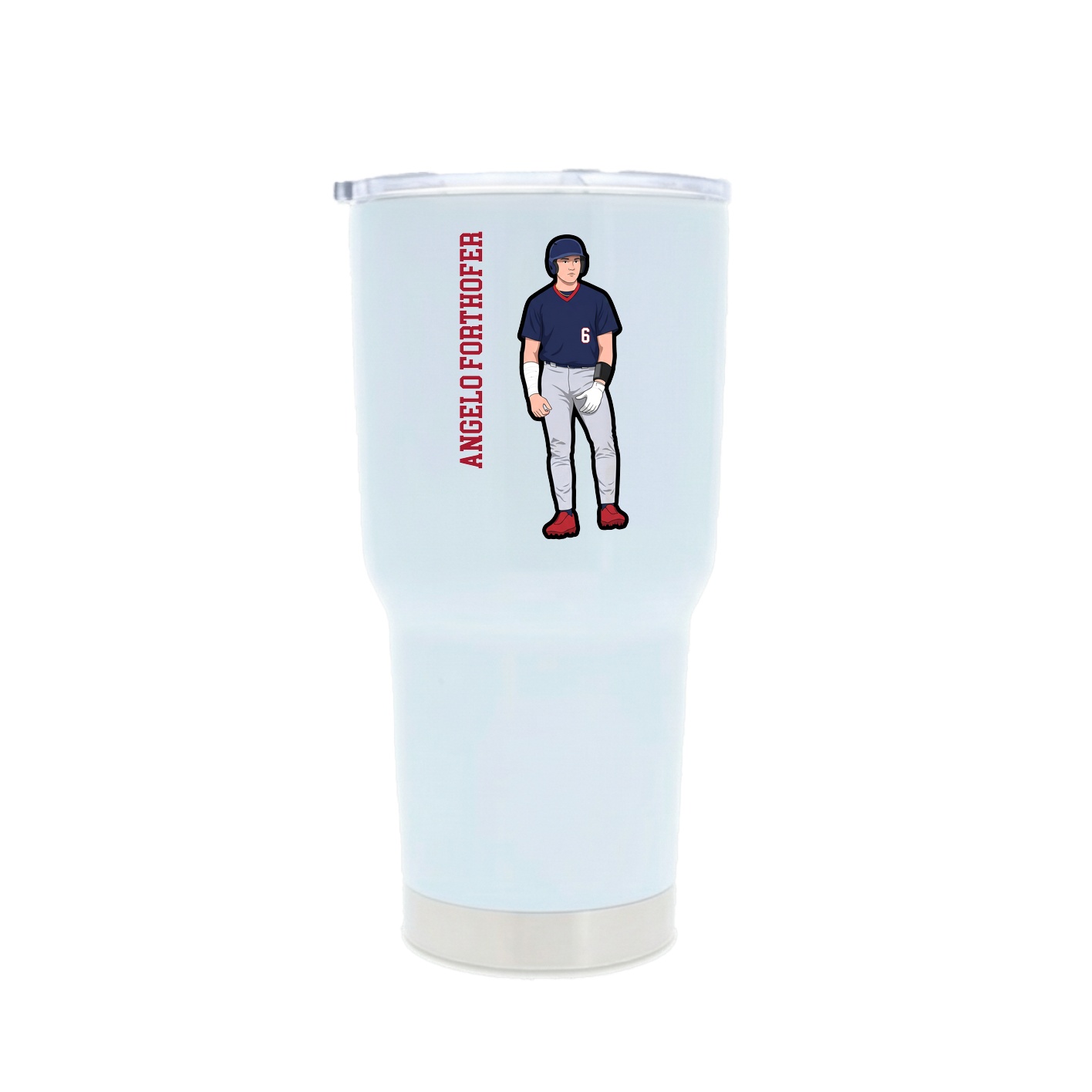 30oz Stainless Steel Tumbler — Name Vertical in White