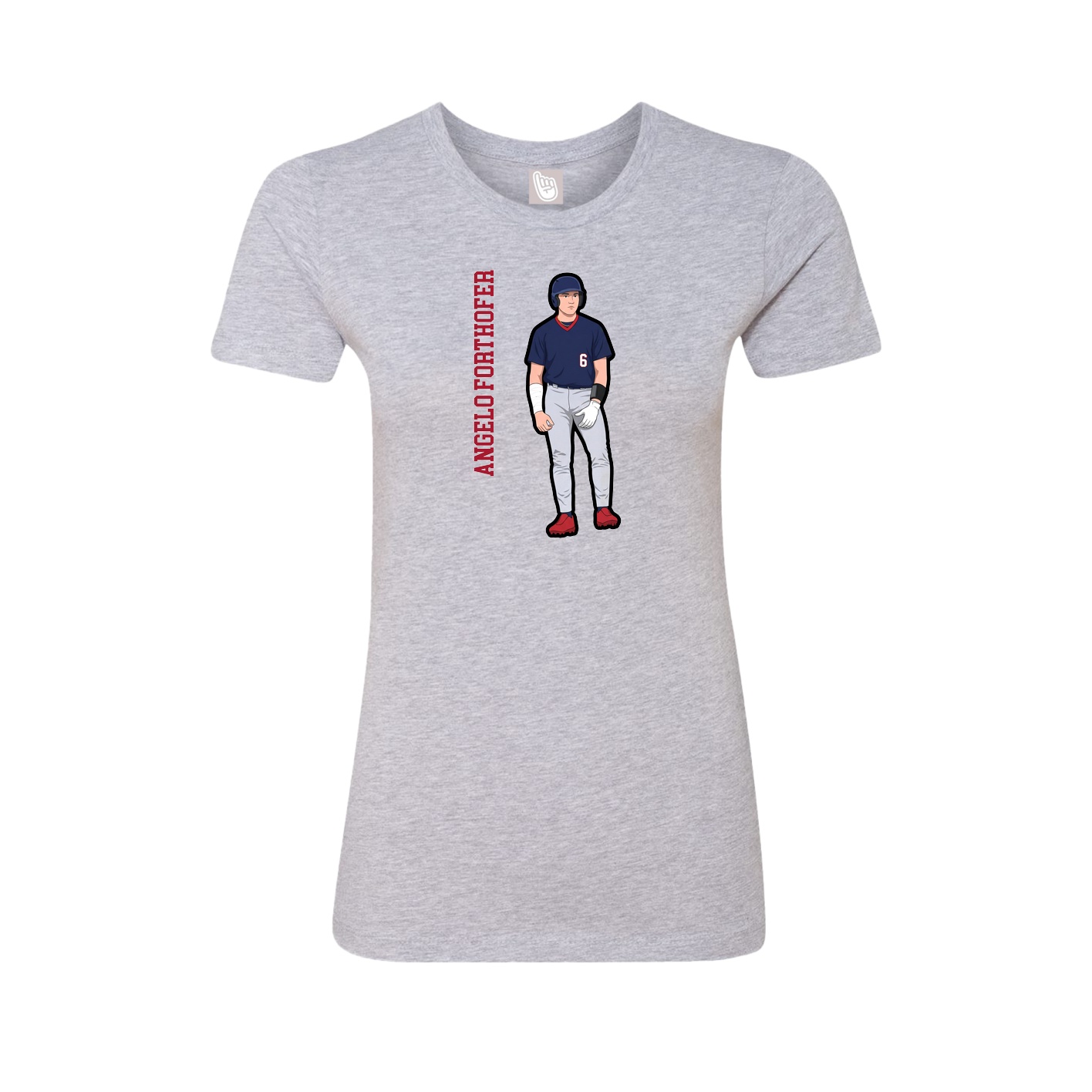 Fitted Women's Tee — Name Vertical in Grey