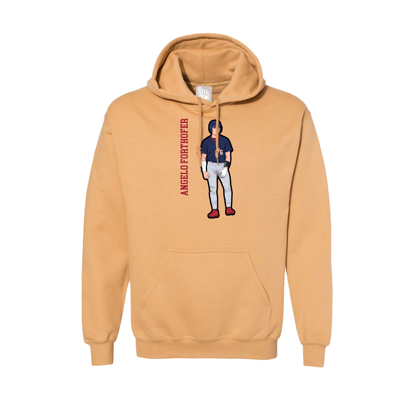 Hoodie — Name Vertical in Vegas Gold