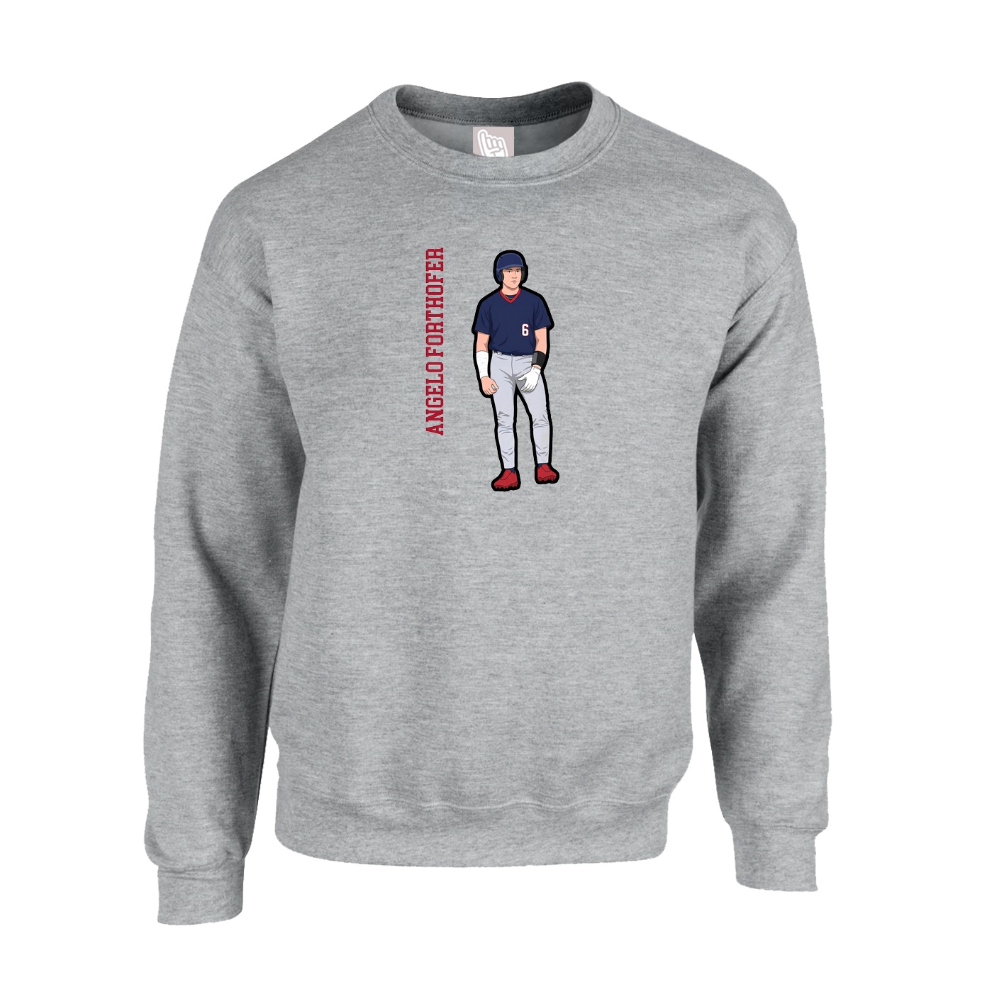 Fleece Crew — Name Vertical in Grey