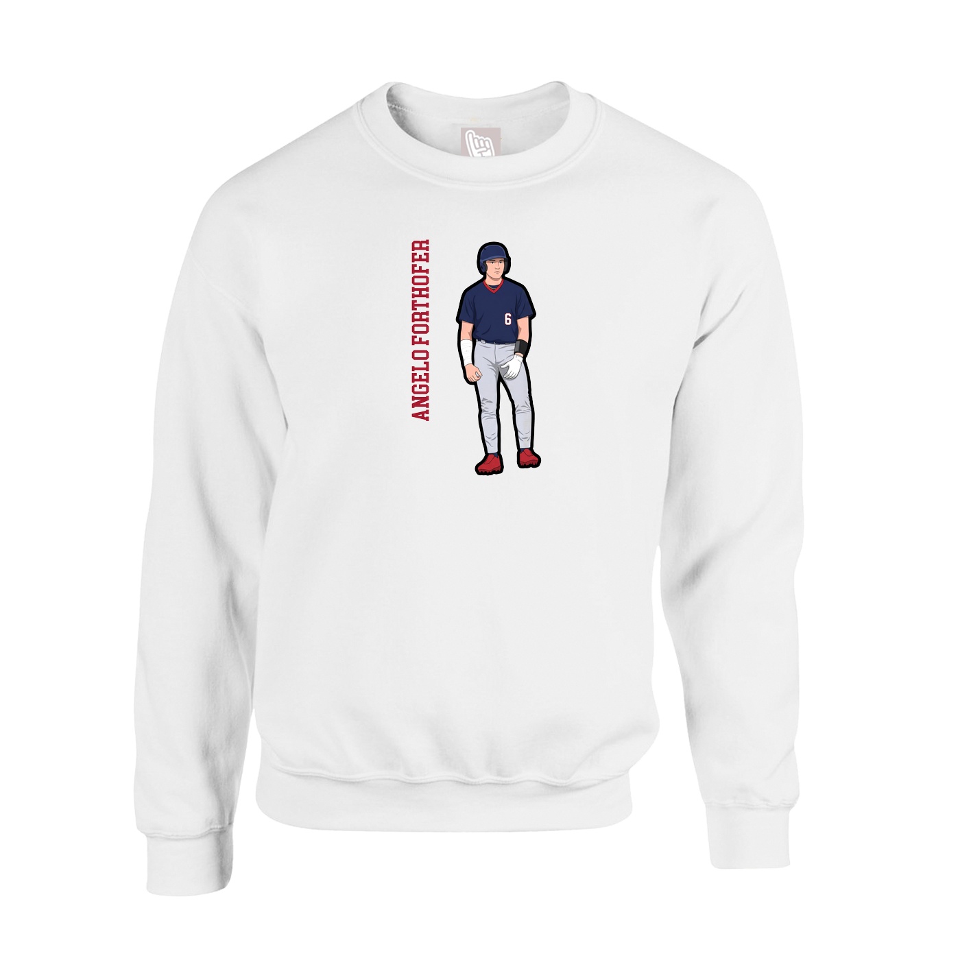 Fleece Crew — Name Vertical in White
