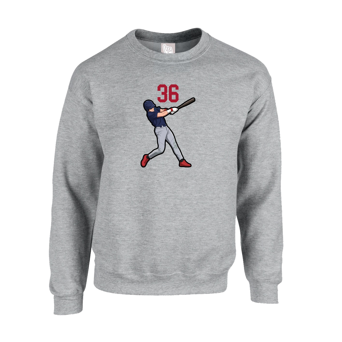 Fleece Crew — Number Top in Grey