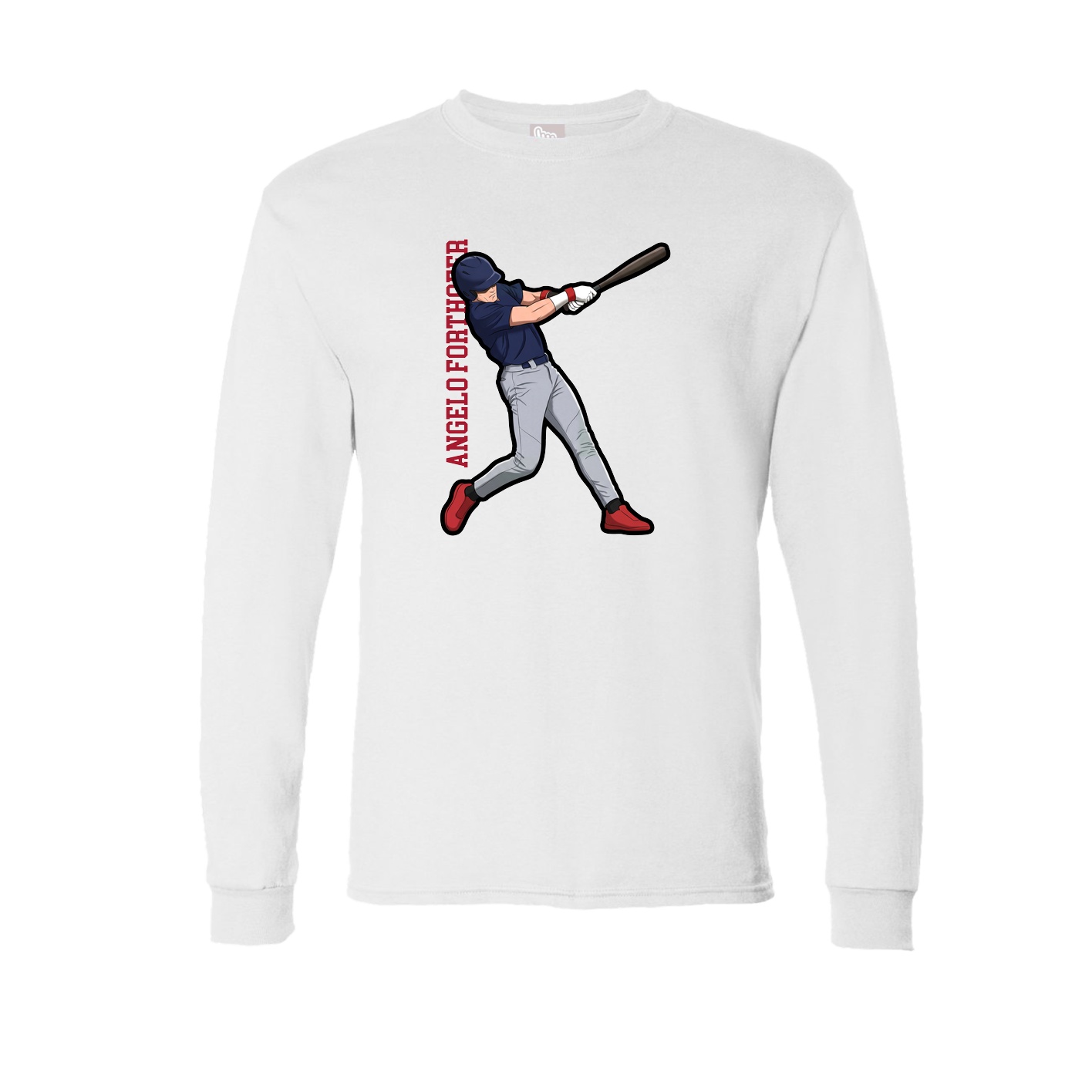 Long Sleeve Tee — Name Vertical in White