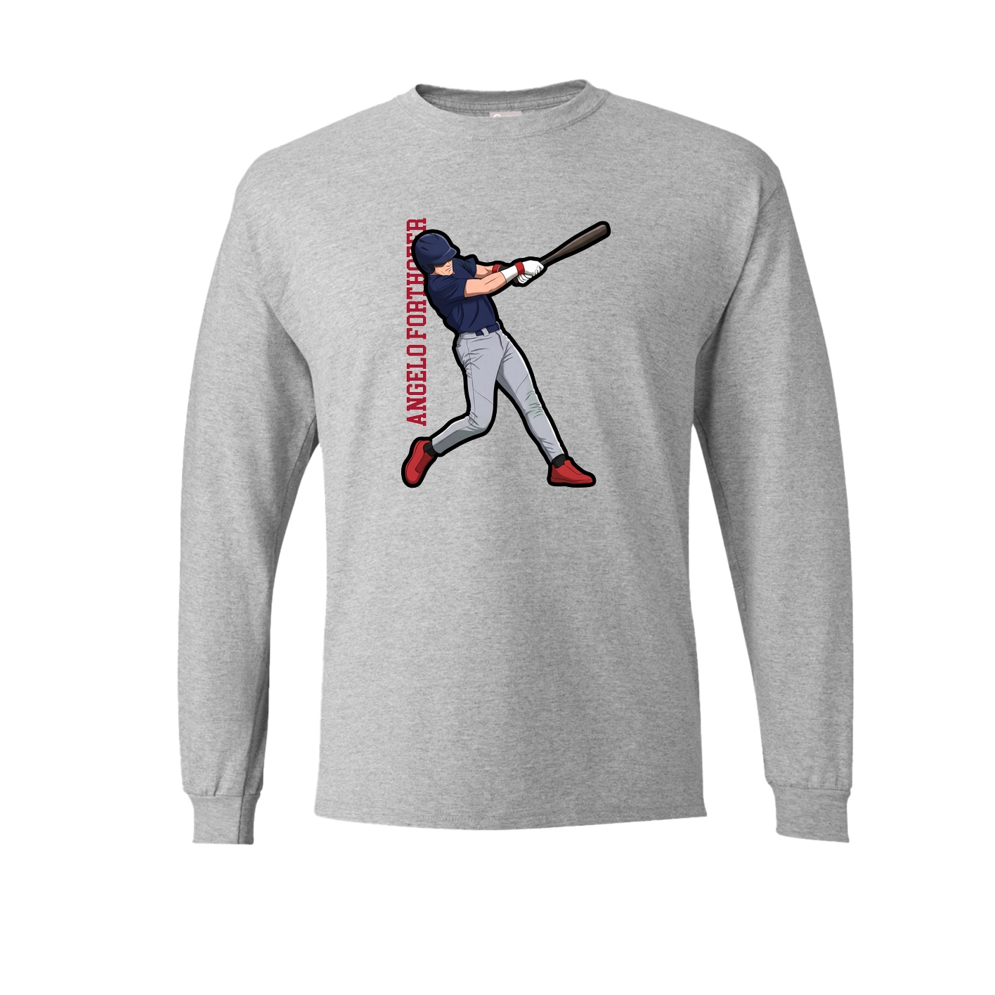 Long Sleeve Tee — Name Vertical in Grey