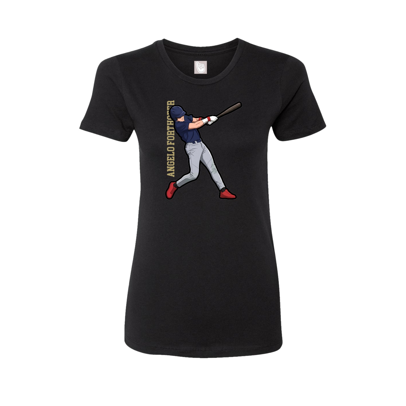 Womens Tee — Name Vertical in Black