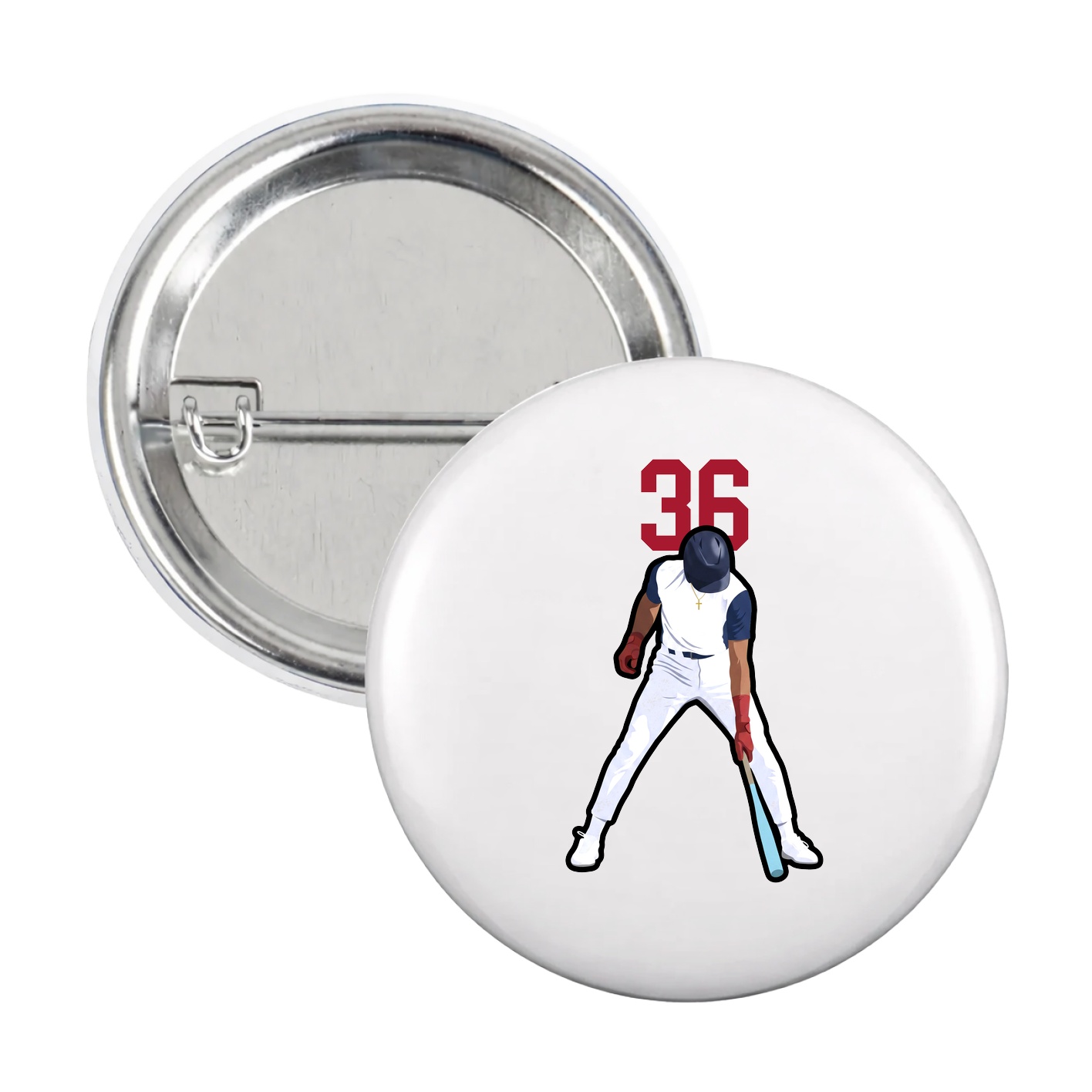Game Day Button — Number Top in White