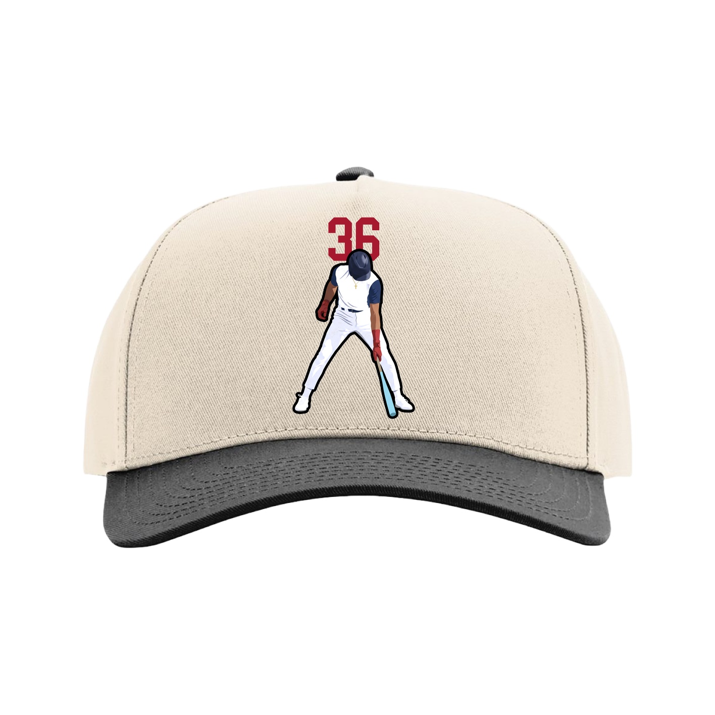 Full Fabric Five-Panel Champ Cap — Number Top in Cream/Black