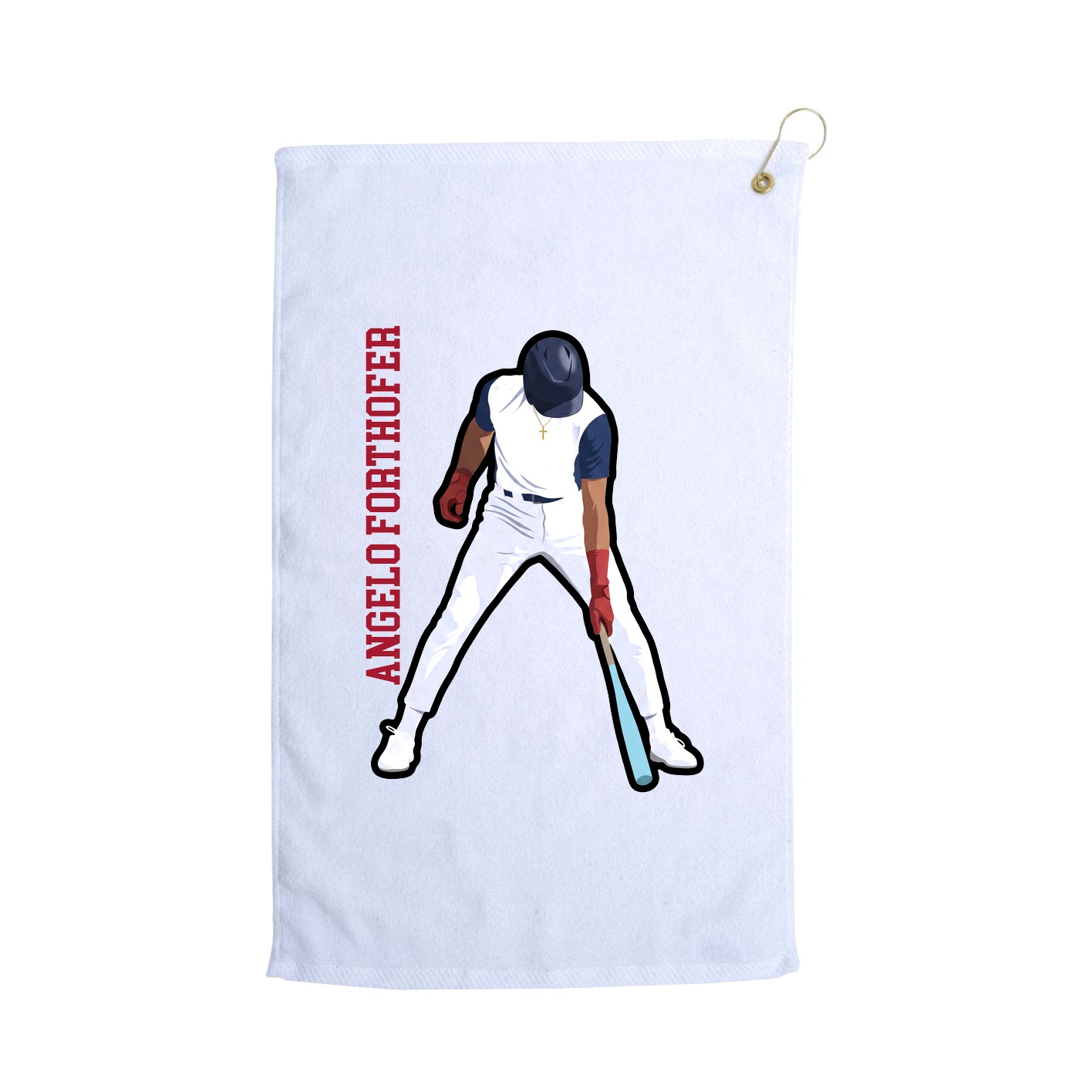 Golf Towel — Name Vertical in White