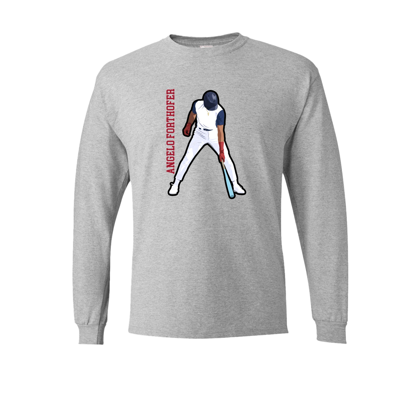 Long Sleeve Tee — Name Vertical in Grey