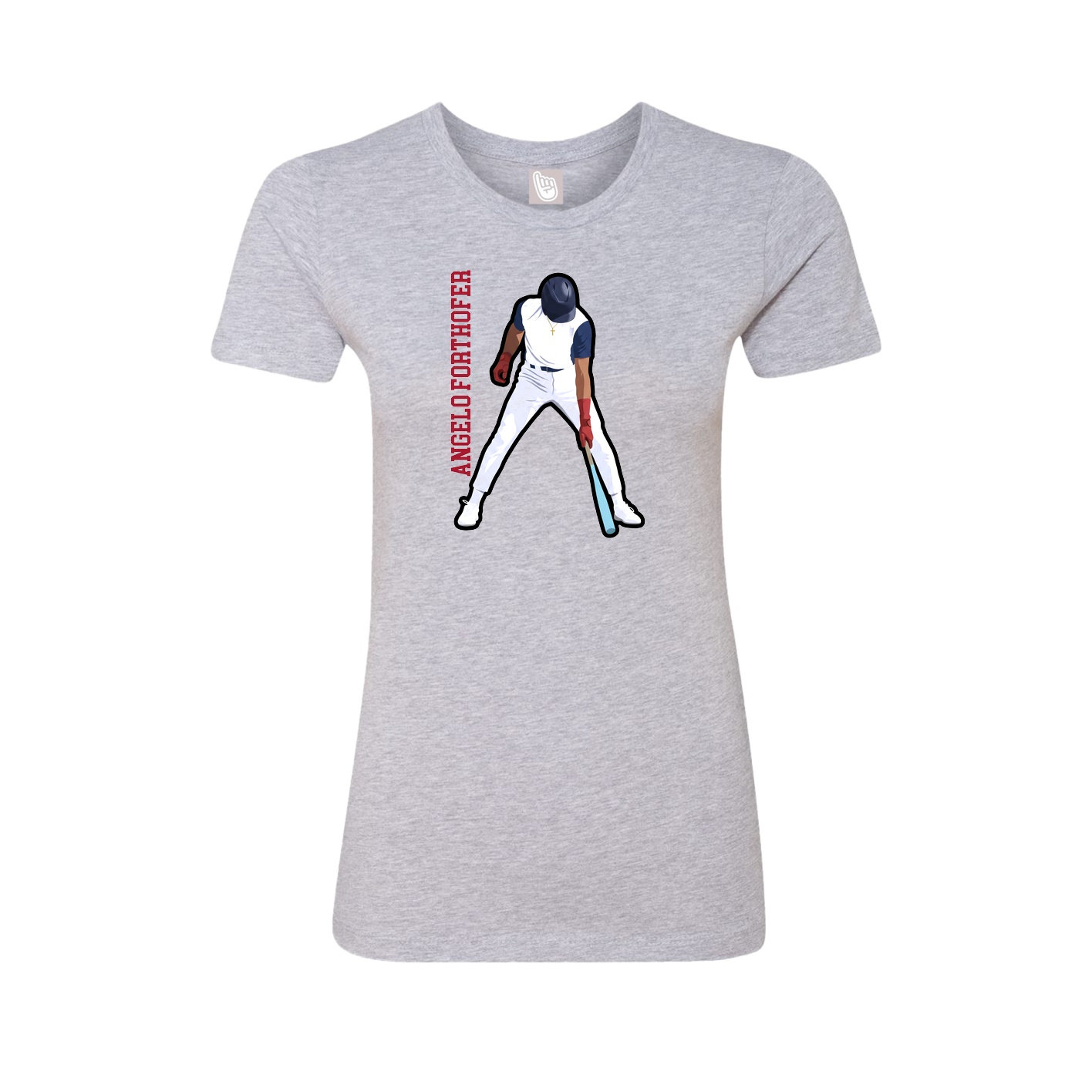 Womens Tee — Name Vertical in Grey