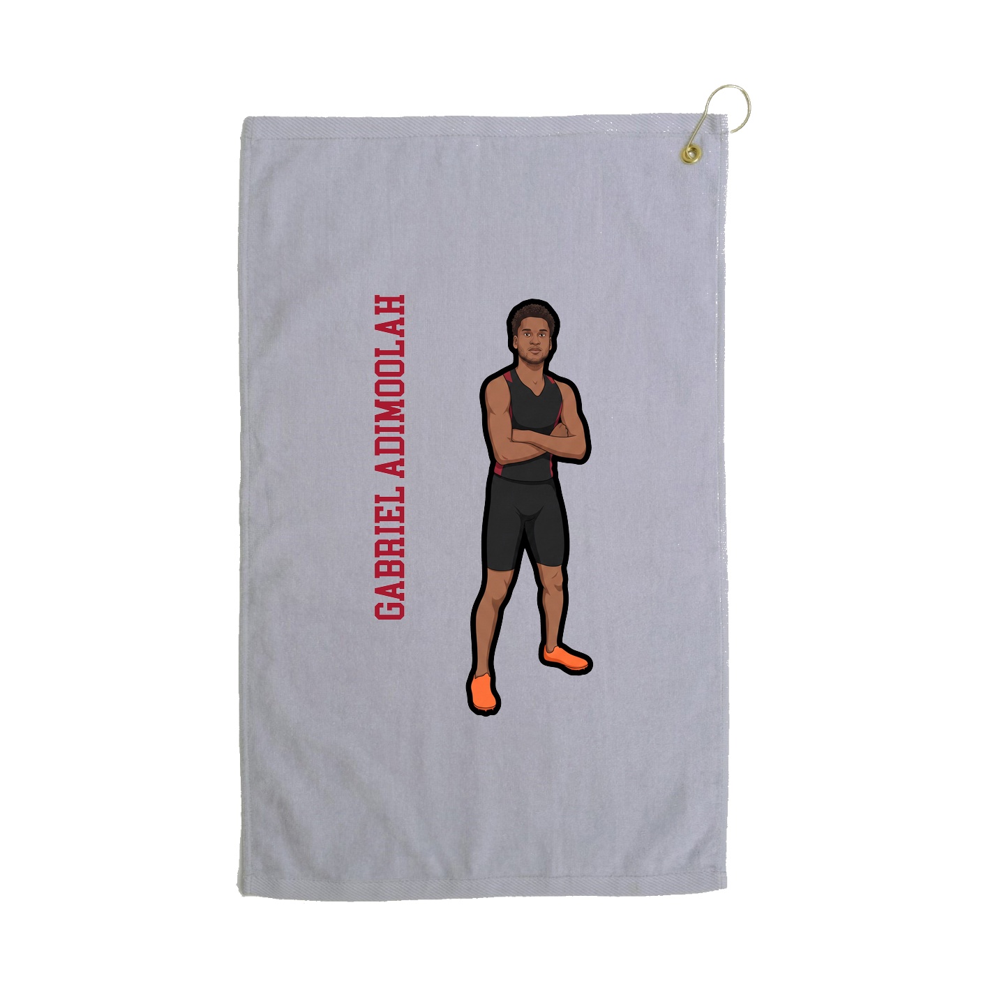 Golf Towel — Name Vertical in Grey