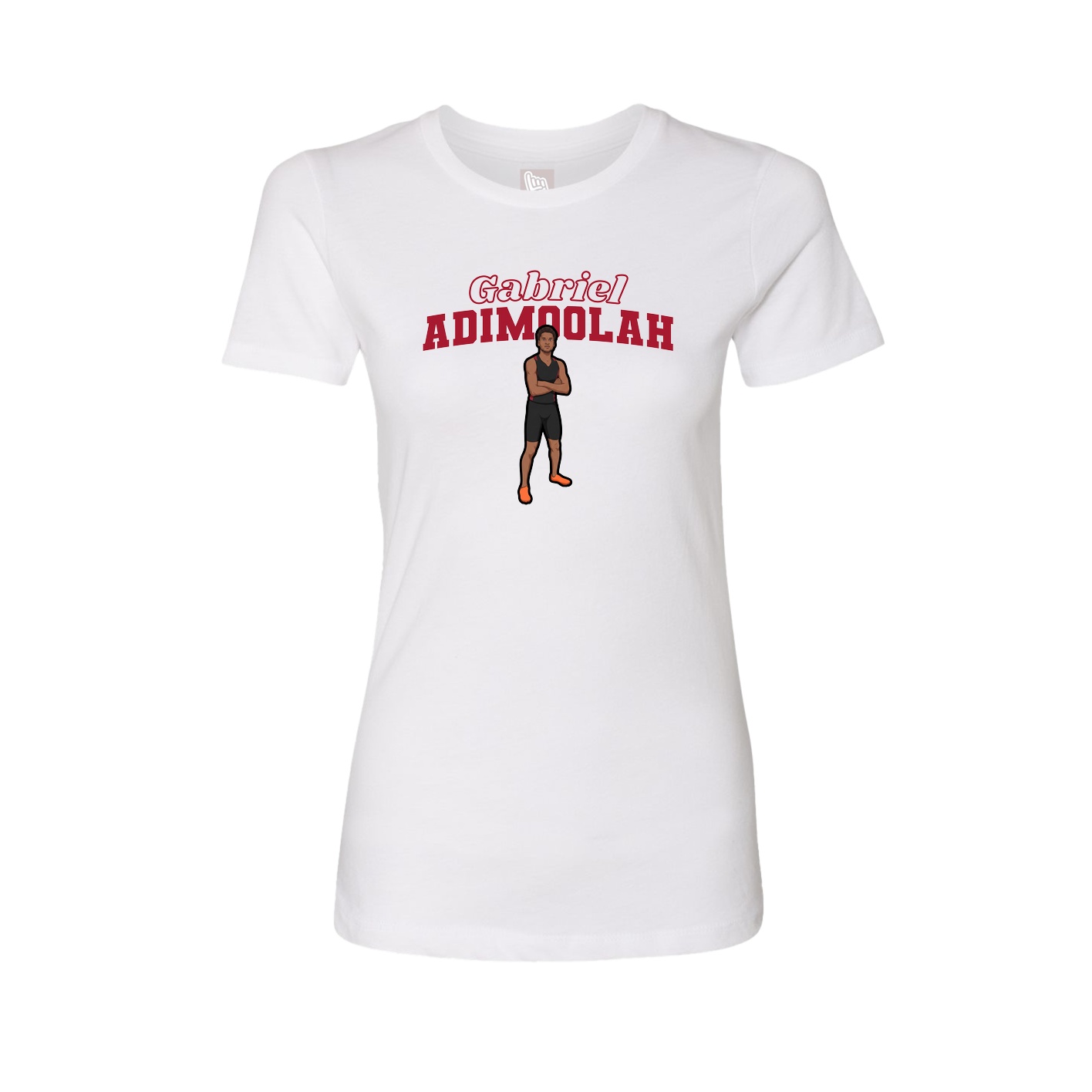 Womens Tee — Name Arch in White