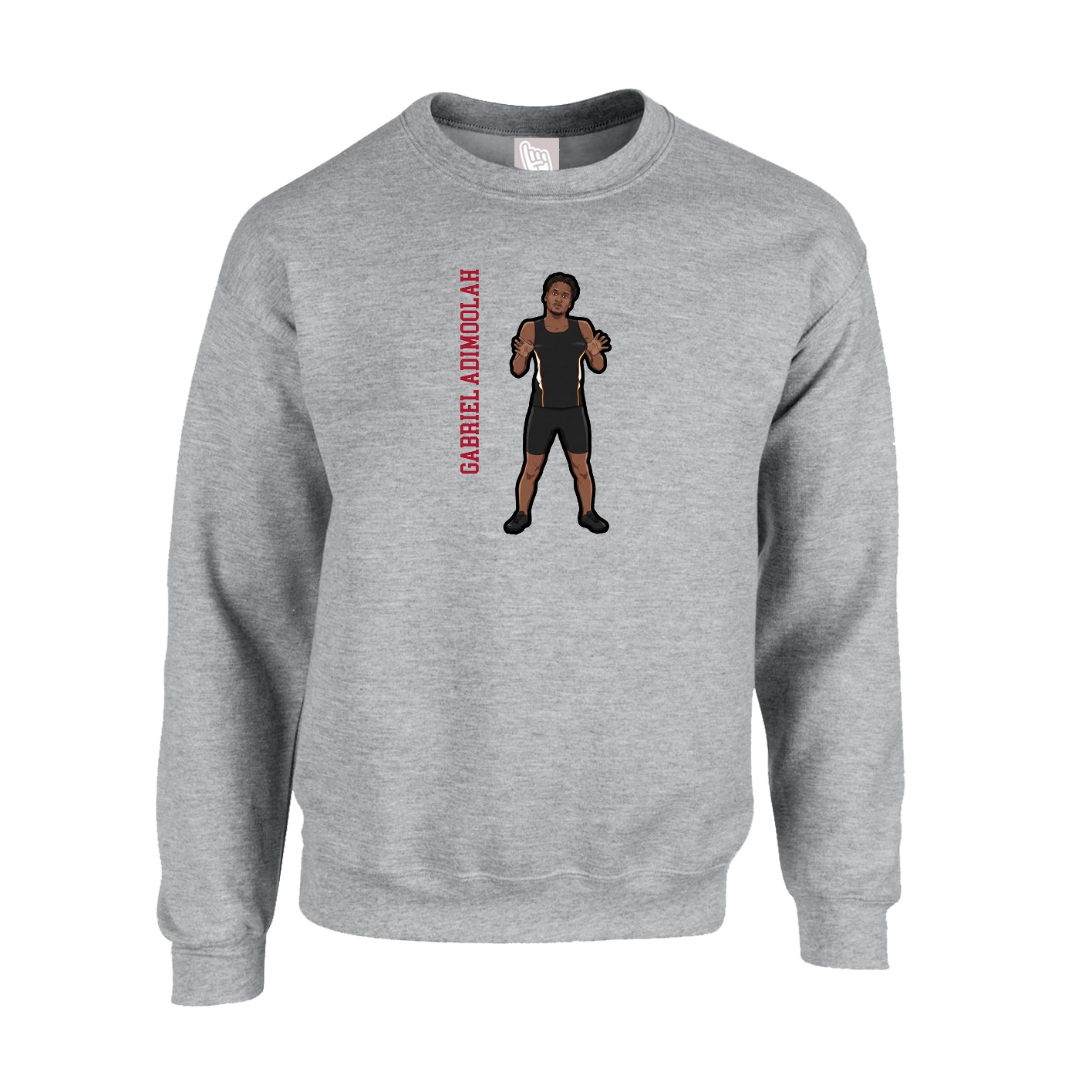 Fleece Crew — Name Vertical in Grey