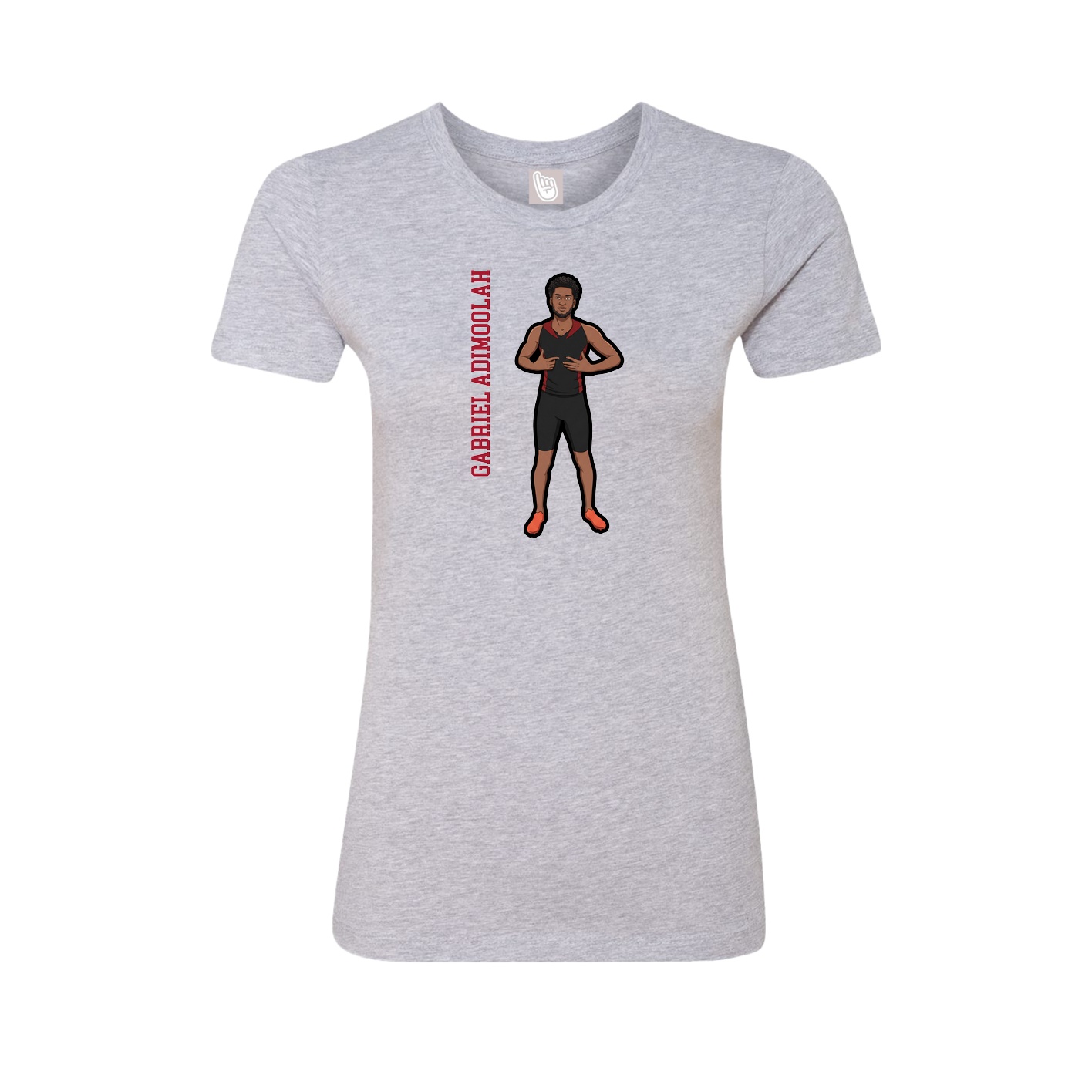 Womens Tee — Name Vertical in Grey