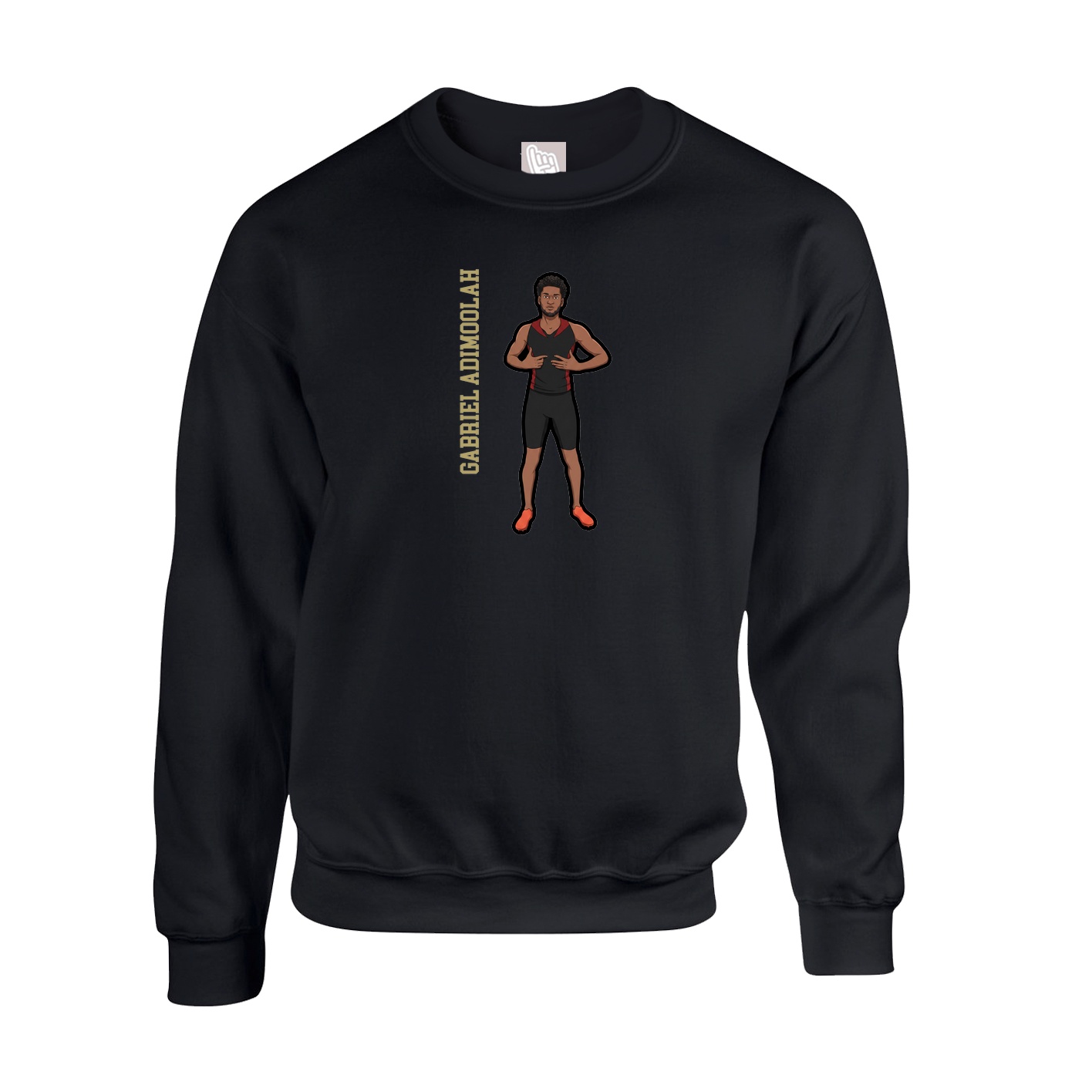 Fleece Crew — Name Vertical in Black
