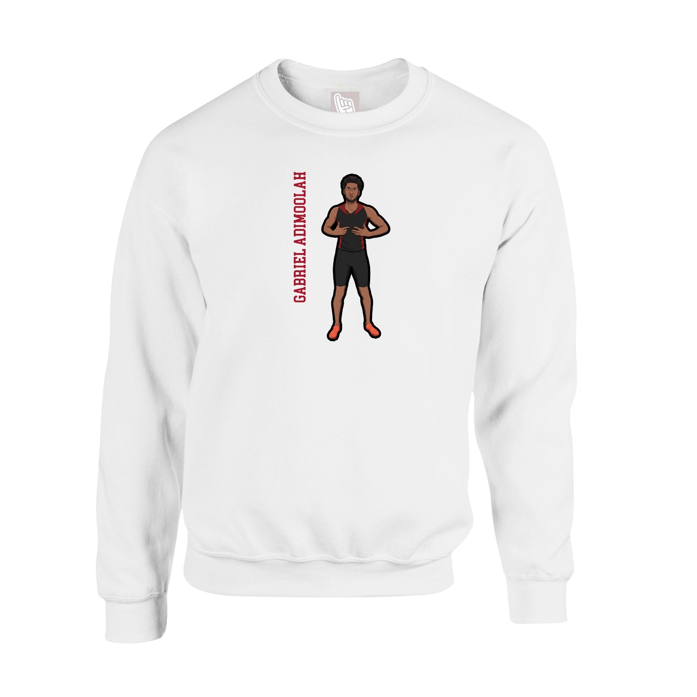 Fleece Crew — Name Vertical in White
