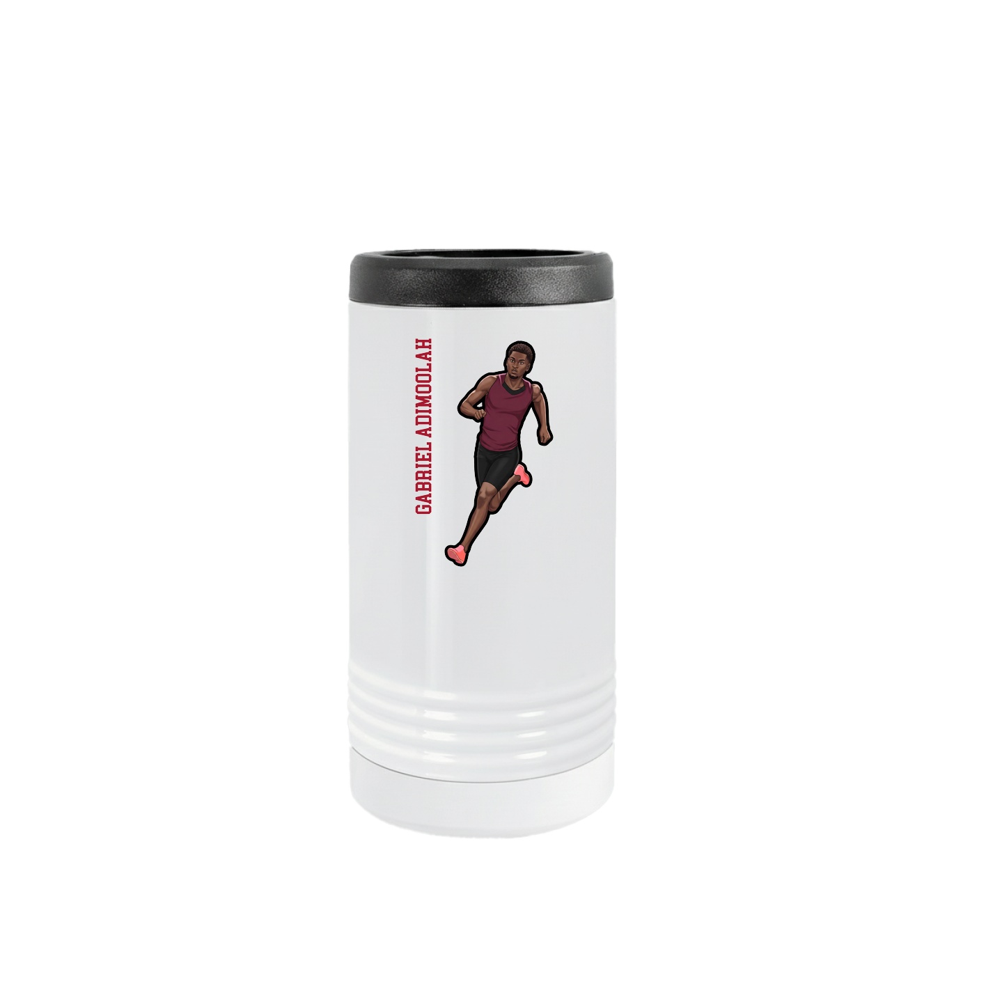 Slim Beverage Holder — Name Vertical in White